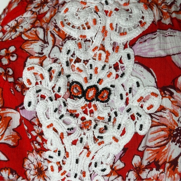 Native Rose Orange Floral Flutter Sleeve Crop Top Boho NWT 6 - Picture 4 of 6